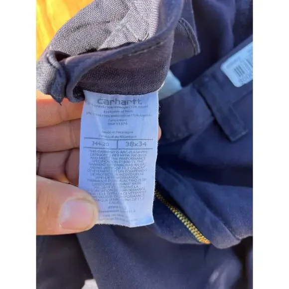 Carhartt Flame Resistant NFPA 2112 Navy Blue Cargo Men's Size 38x34 FR Work Y2K - Picture 4 of 12